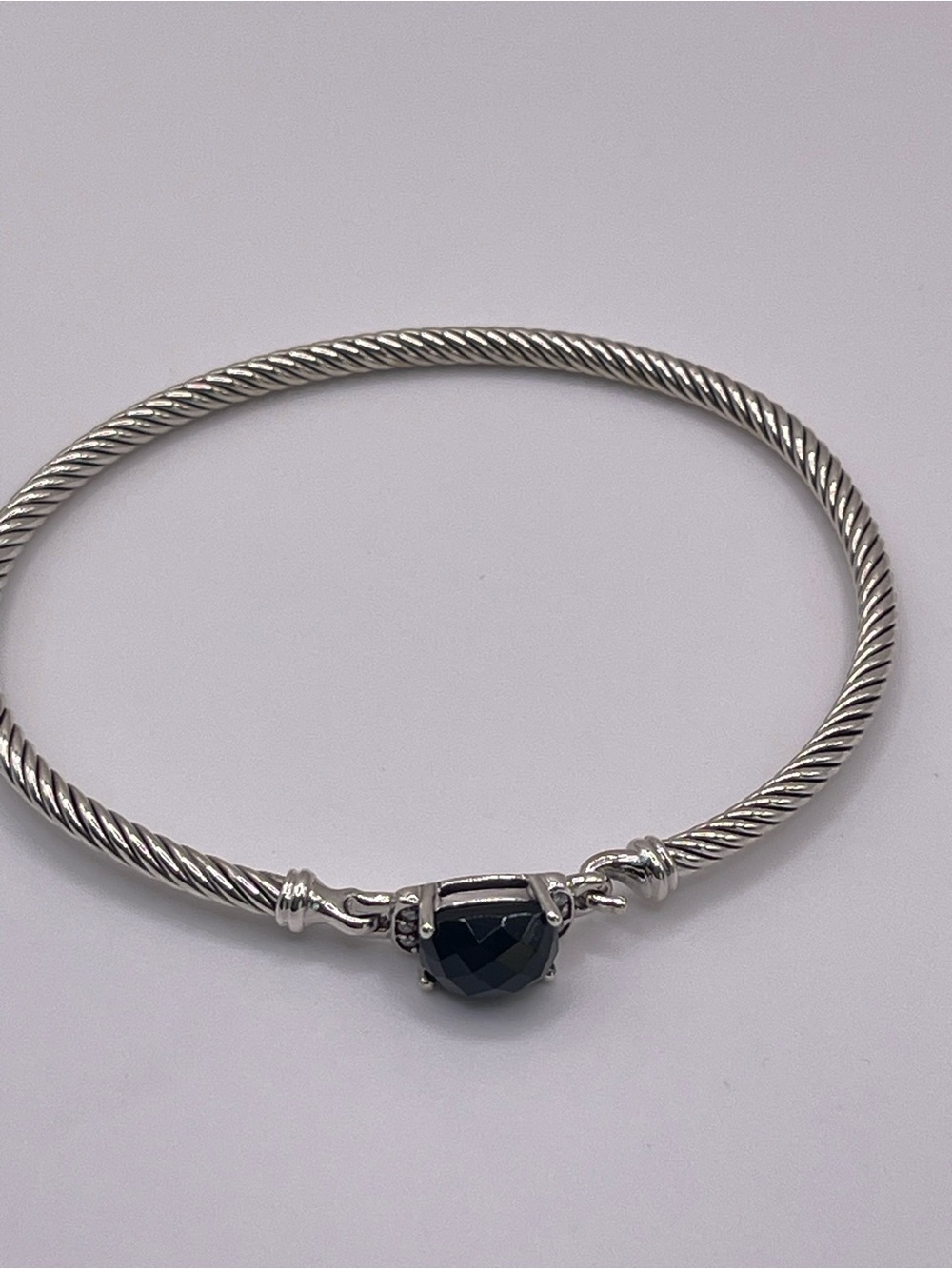 David Yurman Black Onyx Petite Wheaton Bracelet with Diamonds - Picture 10 of 11